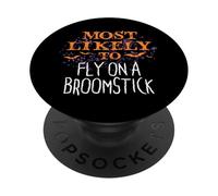Más probable que Halloween vuele en una escoba a juego PopSockets PopGrip Adhesivo