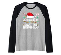 Más Probable Que Las travesuras Divertidas coincidencias Familiares de Navidad Camiseta Manga Raglan