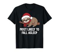 Más Probable Que se duerma, Lindo Perezoso Navidad Camiseta