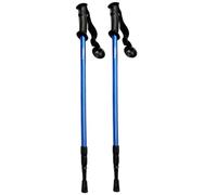 MAS QUE AYUDAS - 2 Bastones Trekking Telescópicos, 76-135 cm, Aluminio, Palos de Senderismo o Trail Running, Accesorio para Rutas, Puños Antideslizantes y Transpirables, Soportan 100 kg, Azul