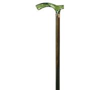 MAS QUE AYUDAS - Bastón de Madera para Caminar, Empuñadura T y Anilla, Contera Antideslizante, Ortopédico Ligero, Elegante, Robusto y Cómodo, Fabricación Artesanal Española, Verde