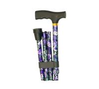 MAS Que AYUDAS - Bastón para Mayores y Adultos Basic, Plegable y Portátil, Altura Ajustable 83-93 cm, Puño Resistente contra Golpes, Bastón para Caminar y Pasear, 320 g, Azul Flores