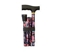 MAS QUE AYUDAS - Bastón para Mayores y Adultos Basic, Plegable y Portátil, Altura Ajustable 83-93 cm, Puño Resistente contra Golpes, Bastón para Caminar y Pasear, 320 g, Negro Flores