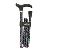 MAS QUE AYUDAS - Bastón para Mayores y Adultos Slim, Plegable y Portátil, Altura Ajustable 84-94 cm, Puño Antideslizante, Bastón para Caminar y Pasear, 380 g, Flores Negro