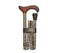 MAS QUE AYUDAS - Bastón para Mayores y Adultos Smart, Plegable y Portátil, Altura Ajustable 84-94 cm, Puño de Madera, Bastón para Caminar y Pasear, 320 g, Animal Print