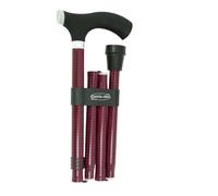MAS QUE AYUDAS - Bastón para Mayores y Adultos Soft Touch, Plegable y Portátil, Altura Ajustable 84-94 cm, Puño de Silicona, Bastón para Caminar y Pasear, 320 g, Rojo