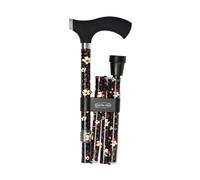 MAS QUE AYUDAS - Bastón para Mayores y Adultos Soft Touch, Plegable y Portátil, Altura Ajustable 84-94 cm, Puño de Silicona, Bastón para Caminar y Pasear, 320 g, Flores Blancas