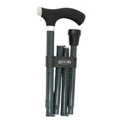 MAS QUE AYUDAS - Bastón para Mayores y Adultos Soft Touch, Plegable y Portátil, Altura Ajustable 84-94 cm, Puño de Silicona, Bastón para Caminar y Pasear, 320 g, Cuadros Azul