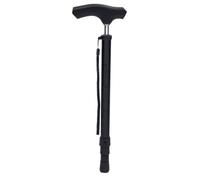 MAS QUE AYUDAS - Bastón Telescópico Extensible Easy, Plegado Rápido sin Esfuerzo, Altura Ajustable 74-91 cm, Puño de Madera, Bastón para Caminar y Pasear, 320 g, Negro