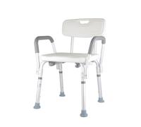 MAS QUE AYUDAS - Silla para Ducha con Reposabrazos, 70-80 cm, Asiento Ajustable, Antideslizante, Silla de Baño para Adultos y Personas con Movilidad Reducida, Blanco