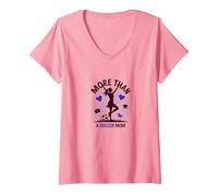 Más Que una Madre de fútbol: Supermom multitarea Camiseta Cuello V, Mujer, Rosado, M