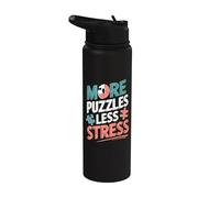 Más rompecabezas Menos estrés - Rompecabezas divertido Stainless Steel Insulated Water Bottle