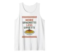 Más Spaghetti Menos Upsetti Divertido Amante de la Pasta Tablero de ajedrez Camiseta sin Mangas