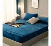 Más Velvet Grueso Fit de Cama Bedera de Terciopelo Velvet Cubierta de Cama sin Deslizamiento Fiesta de colchón Coral Velvet Bed Sita-Blue_1_150*200cm+30 cm (1pcs)