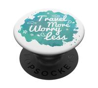 Más Viajar Menos Preocupación Declaración Viajero Vacaciones Divertido PopSockets PopGrip Adhesivo