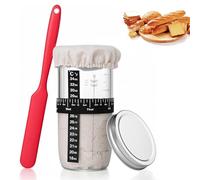 Masa Madre Sourdough Starter Jar Kit, 730ml Juego de Fermentación, Fermentador de Vidrio, Con Espátula de Silicona, Papel de Temperatura, Cubierta de Tela Cosida y Tapa de Metal, Para Hornear Pan