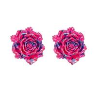 Masa Taladro Herramientas Conjuntos Kits Delicado Negro Blanco Rojo 3D Carved 14MM Rosa Flor Estado Exaggerated Earrings For Women And Ladies Lightweight Baguier Suministros Caja Kit Kits, talla única