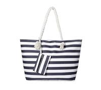 MASADA Bolso de playa grande impermeable con cremallera Rayas azul oscuro
