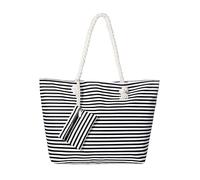 MASADA Bolso de playa grande impermeable con cremallera Small black stripes