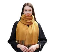 MASADA Bufanda de invierno para mujer cálida y suave XXL 200 x 70 cm - Ocre amarillo