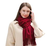 MASADA Bufanda de invierno para mujer cálida y suave XXL 200 x 70 cm - Rojo oscuro