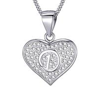 MASADA Cadena con Inicial de Plata Esterlina 925 - Colgante con Letra D con Piedras de Circonio - 46cm de largo - Bolsa de Terciopelo