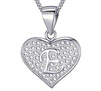 MASADA Cadena con Inicial de Plata Esterlina 925 - Colgante con Letra E con Piedras de Circonio - 46cm de largo - Bolsa de Terciopelo