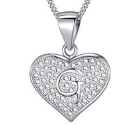 MASADA Cadena con Inicial de Plata Esterlina 925 - Colgante con Letra G con Piedras de Circonio - 46cm de largo - Bolsa de Terciopelo