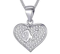 MASADA Cadena con Inicial de Plata Esterlina 925 - Colgante con Letra N con Piedras de Circonio - 46cm de largo - Bolsa de Terciopelo