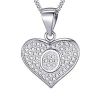 MASADA Cadena con Inicial de Plata Esterlina 925 - Colgante con Letra O con Piedras de Circonio - 46cm de largo - Bolsa de Terciopelo