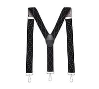 MASADA tirantes calidad fabricados a mano, con cierres de mosquetón resistentes y ajustes continuos con anchura de 3,5 cm para tallas de hasta 195 cm - Plaid-negro
