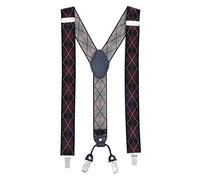 MASADA tirantes calidad fabricados a mano, con cierres resistentes y ajustes continuos con anchura de 3,5 cm para tallas de hasta 195 cm negro-rojo a cuadros