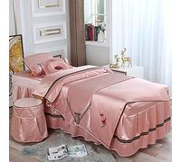 Masaje Cuatro Piezas Cubierta Cama Tencel Summer Massage Health Count Cover Camed Camedera Decoración de Belleza (Rosa * 190cm)