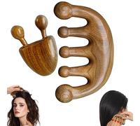 Masaje de drenaje linfático natural 2 piezas redondeadas anchas dientes no estáticos masaje de sándalo de sándalo masajeador de mano de mano multiputal multifuncional para el cabello herr.