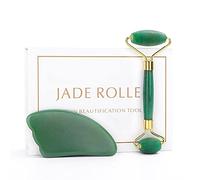Masaje de jade masajeador facial relajación facial herramienta de elevación jade roding piedra natural rosa masajeador de cuarzo-Set de Green B con caja