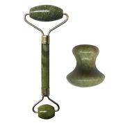 Masaje facial Rodillo verde Naturaleza Jade Rodillo Doble cabezas Jade Stone Face Lift Tool New Slimming Face Massager Beauty Care Set-No.13