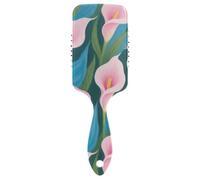 Masajeador antiestático para el crecimiento del cabello, diseño de lirio de cala rosa y azul, masajeador de cabeza para cabello fino con mango ergonómico para cabello rizado