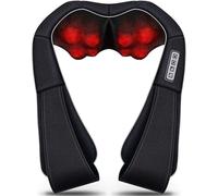 Masajeador cervical, masajeador para cuello y hombros con calefacción, masaje Shiatsu eléctrico espalda 3D tres velocidades ajustables, regalo para hombre y mujer (negro)