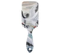 Masajeador de cabello con pintura de tinta china, apto para grullas solares, cepillo húmedo y seco para cabello largo con mango ergonómico para cabello rizado