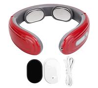 Masajeador de Cuello Eléctrico con 6 Modos de Masaje, Masajeador de Cuello de Pulso Electromagnético, Masajeador de Vértebra Cervical Portátil a Presión para Aliviar el Dolor Muscular del(rojo)