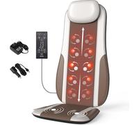Masajeador de espalda Shiatsu con calor, cojín de masaje para aliviar el estrés, masajeador de masaje profundo y rodillo, 2 motores de vibración, masajeador de espalda, cintura y cadera, piel