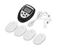 Masajeador de espalda y cuello, electroestimulante EMS/TENS, con almohadillas de electrodos, 5 modos, 8 niveles de intensidad, para alivio del dolor, entrenamiento muscular y relajación, color negro