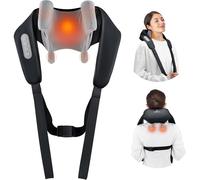 Masajeador de espalda y cuello Shiatsu, hombros con calor relajante - eléctrico de tejido profundo, regalo perfecto (negro)