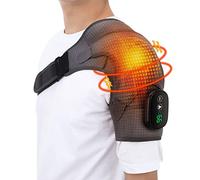 Masajeador de hombro inalámbrico con calefacción y 3 vibraciones, almohadilla térmica ajustable con pantalla LED para hombres y mujeres, para hombro izquierdo/derecho.