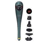 Masajeador de Percusión Eléctrico de Mano, Luz Roja Cálida, 6 Cabezales de Masaje, Martillo de Masaje Corporal Eléctrico, Disipar el Frío, 15 Modos de Masaje para la Cintura