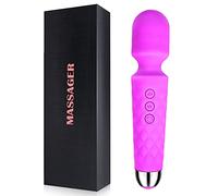 Masajeador de Varita Inalámbrico 8 Velocidades Potentes 20 Patrones de Vibración Masajeador Personal Eléctrico de Mano Pistola de Masaje Impermeable Pistola de Masaje Muscular (Purple)