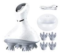 Masajeador eléctrico del cuero cabelludo, masajeador de cabeza con 4 dedos extraíbles, masajeador de cuello portátil impermeable para la limpieza de la cabeza del cuero cabelludo, relajante
