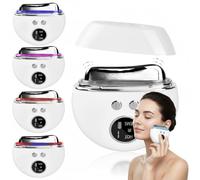 Masajeador EMS GuaSha Facial Electrico, 4 Modos Dispositivo de Belleza Gua Sha con Calor y Vibración, Masajeador Facial Electrico Lifting Reafirmante, Masajeador Facial Electrico Antiarrugas 9 Niveles