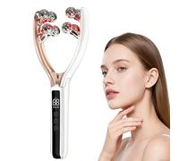 Masajeador facial con rodillo 3D, herramienta de drenaje linfático para masaje de cara, brazos, piernas y cuello, contorno linfático, cepillo facial y reductor de barbilla (blanco perla)