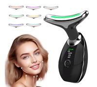 Masajeador Facial Eléctrico, Dispositivo Antiarrugas de 7 Colores con 3 Modos de Masaje, Masajeador de Cara y Cuello con Vibración para Reafirmar y Suavizar la Pie (Negro)